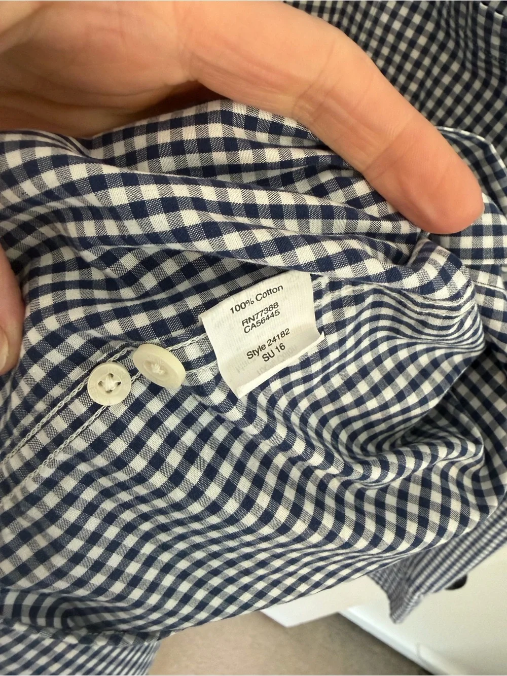 J.Crew Men’s Large Navy Gingham Cotton Button Down Shirt Preppy
